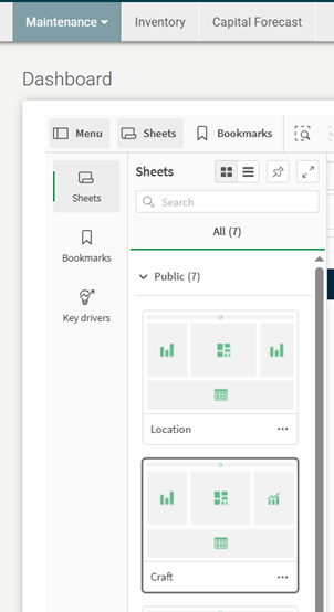 Maintenance dashboard 